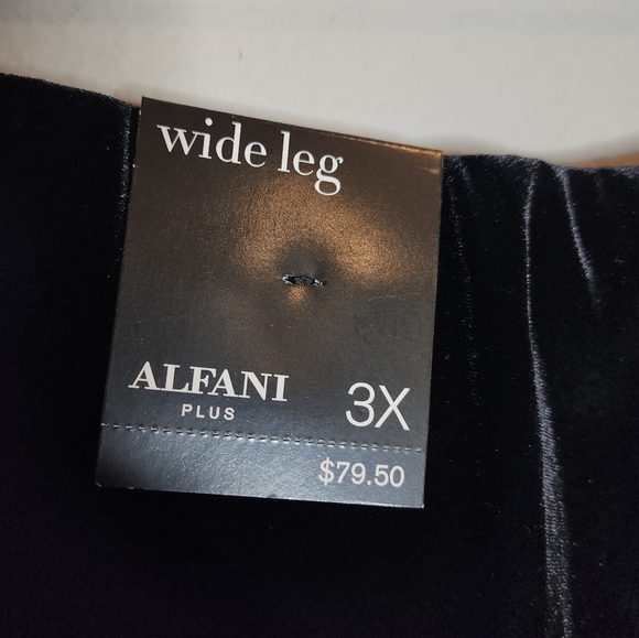 NWT Alfani Velvet Black Wideleg Pull On Stretchy Pants Womens Size 3X - Picture 9 of 14